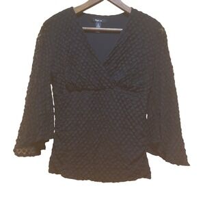 VTG Style & Co Y2K Black Lace Babydoll Top Flare Sleeve Sz‎ M WItchy Whimsigoth